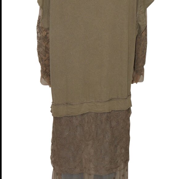 Free People Rock Steady Maxi Top Embroidered Knit Long Sleeve Green M - Picture 4 of 6